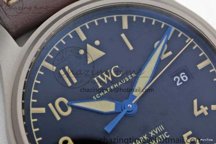 MIROTIME 0312 Mark XVIII IW327006 Titanium M+F 1:1 Best Edition Black Dial on Brown Leather Strap A Efficient 7052